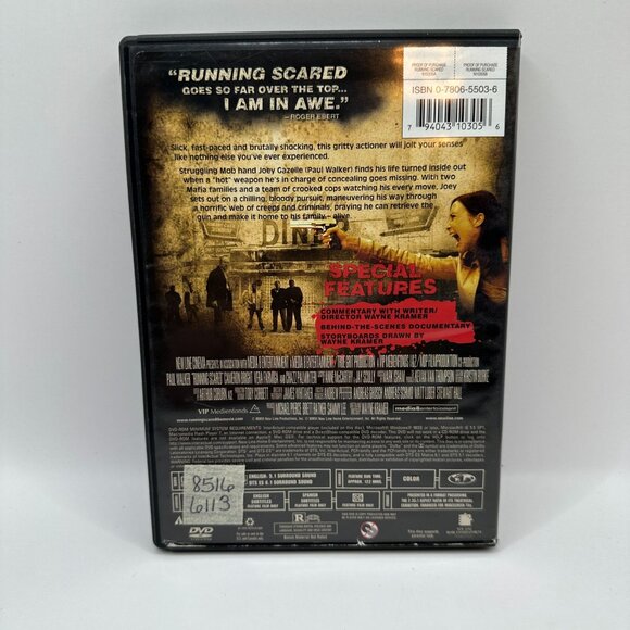 Paul Walker Running Scared R By Media Blasters DVD Action Thriller Fast Paced - Picture 3 of 5